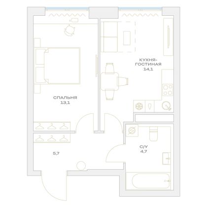 Продажа 1-комнатной квартиры 37,6 м², 15/23 этаж