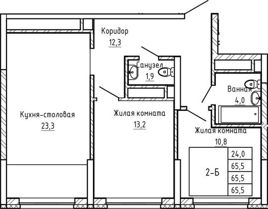 Продажа 2-комнатной квартиры 65,5 м², 11/30 этаж