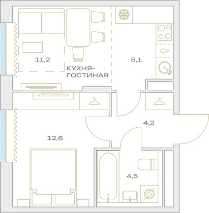 Продажа 2-комнатной квартиры 37,6 м², 16/23 этаж