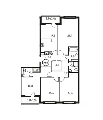 Продажа 4-комнатной квартиры 117,8 м², 11/28 этаж