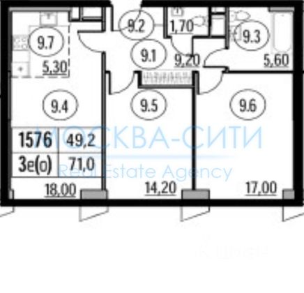 Продажа 2-комнатной квартиры 71 м², 24/56 этаж