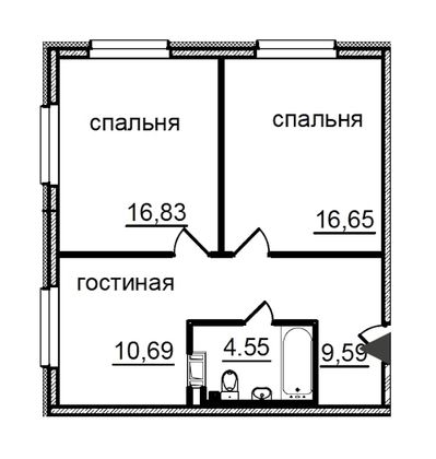 Продажа 2-комнатной квартиры 58,3 м², 8/29 этаж