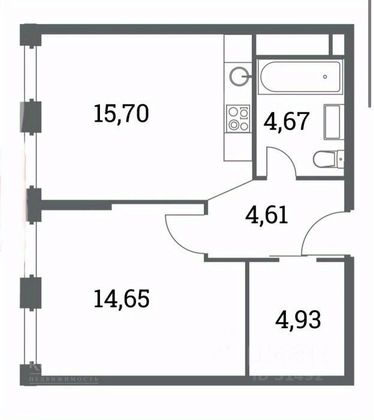 Продажа 1-комнатной квартиры 44,5 м², 17/51 этаж