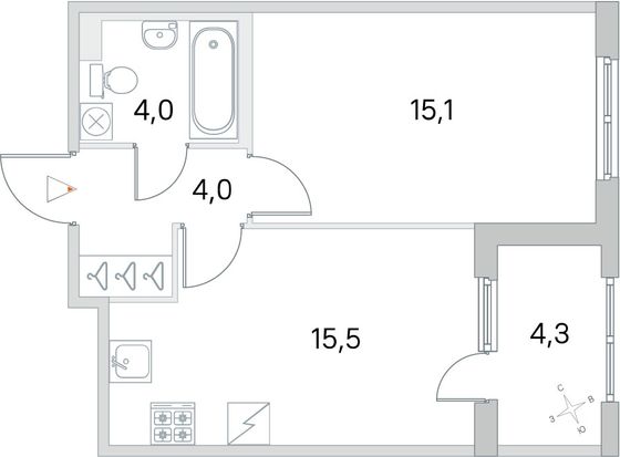 Продажа 1-комнатной квартиры 40,8 м², 1/5 этаж