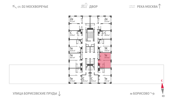 Продажа 1-комнатной квартиры 37,4 м², 6/30 этаж