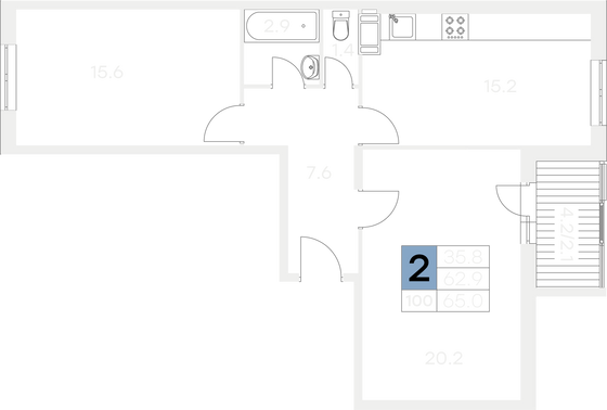 Продажа 2-комнатной квартиры 65 м², 9/9 этаж