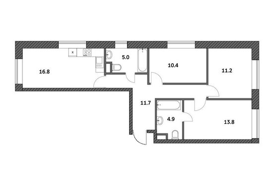 Продажа 3-комнатной квартиры 73,7 м², 2/19 этаж