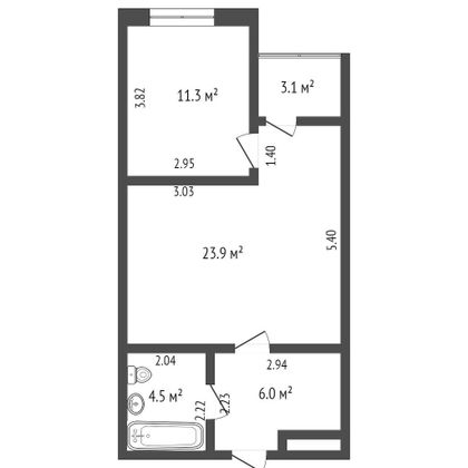 Продажа 1-комнатной квартиры 45,7 м², 7/7 этаж