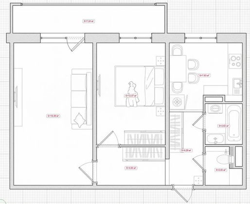 Продажа 2-комнатной квартиры 59 м², 8/9 этаж