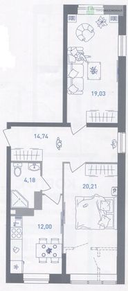 Продажа 2-комнатной квартиры 71,2 м², 11/25 этаж