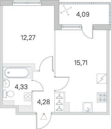 Продажа 1-комнатной квартиры 38,6 м², 4/5 этаж