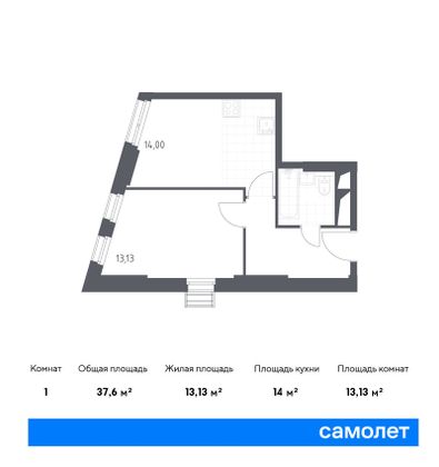 Продажа 1-комнатной квартиры 37,6 м², 9/31 этаж