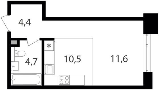 Продажа квартиры-студии 31,2 м², 4/25 этаж