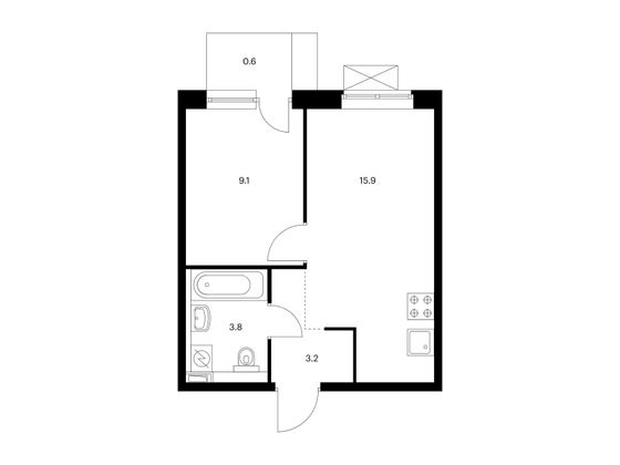 Продажа 1-комнатной квартиры 32,6 м², 14/17 этаж