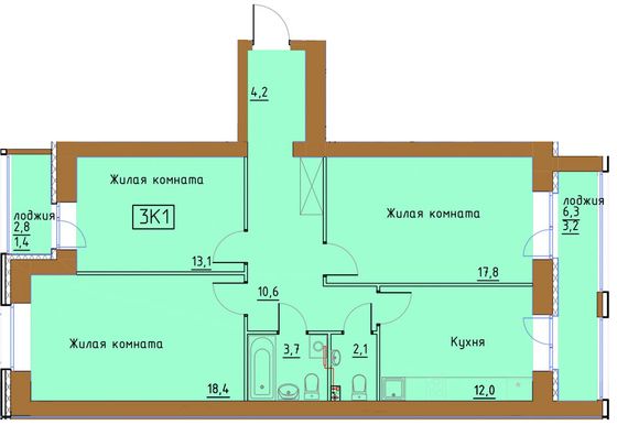 Продажа 3-комнатной квартиры 86,5 м², 4/9 этаж