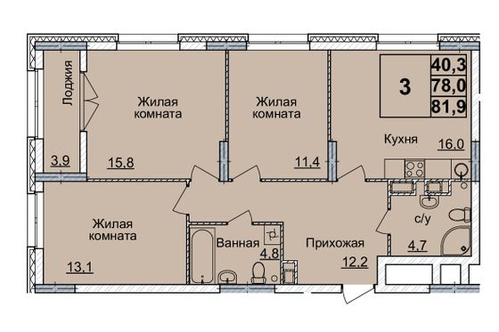 Продажа 3-комнатной квартиры 81 м², 14/24 этаж