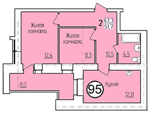 Продажа 2-комнатной квартиры 50,9 м², 10/10 этаж