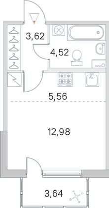 Продажа квартиры-студии 27,8 м², 1/5 этаж