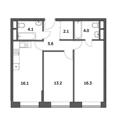 Продажа 2-комнатной квартиры 61,3 м², 3/19 этаж