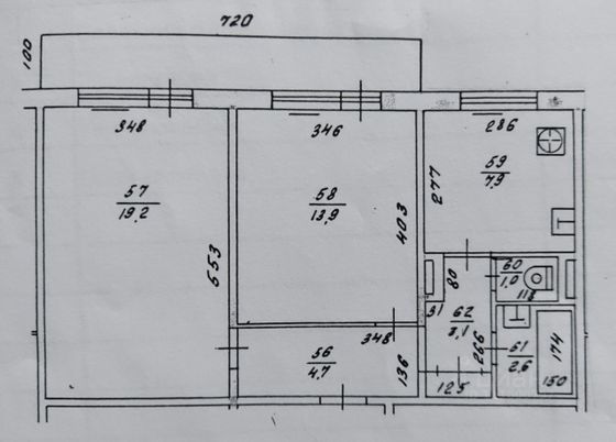 Продажа 2-комнатной квартиры 52,4 м², 5/5 этаж