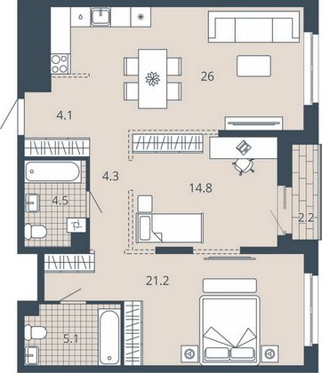 Продажа 2-комнатной квартиры 80,9 м², 17/23 этаж