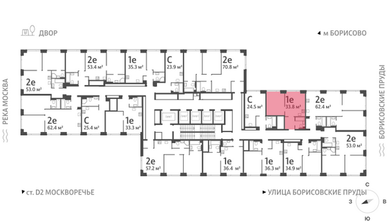 Продажа 1-комнатной квартиры 33,8 м², 21/52 этаж