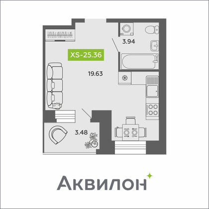 25,4 м², студия, 11/11 этаж