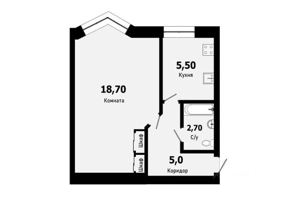 Продажа 1-комнатной квартиры 32,2 м², 3/5 этаж