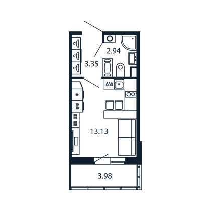 Продажа квартиры-студии 19,3 м², 5/13 этаж