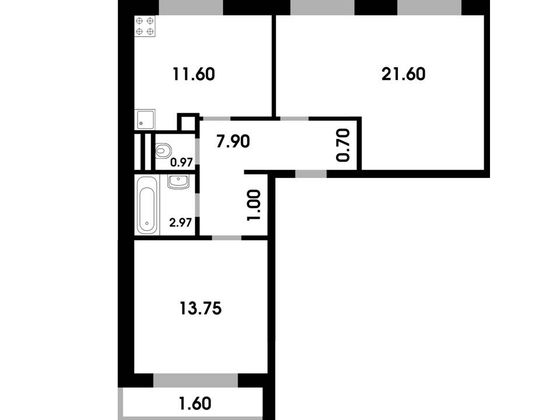 Продажа 2-комнатной квартиры 56,3 м², 1/4 этаж