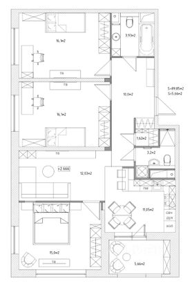 Продажа 3-комнатной квартиры 95 м², 11/22 этаж