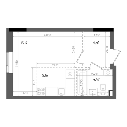 29,2 м², 1-комн. квартира, 11/14 этаж