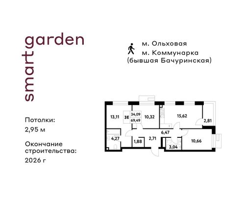 Продажа 3-комнатной квартиры 69,5 м², 6/16 этаж