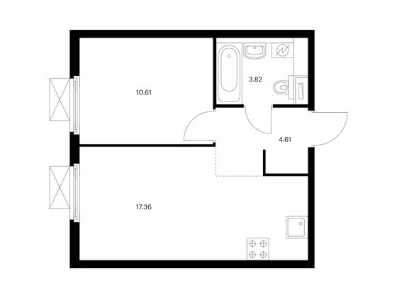 Продажа 1-комнатной квартиры 36,4 м², 3/33 этаж