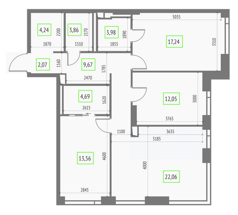 Продажа 3-комнатной квартиры 93,4 м², 8/57 этаж