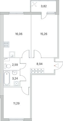 Продажа 2-комнатной квартиры 59,3 м², 1/8 этаж
