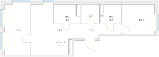 Продажа 3-комнатной квартиры 60,7 м², 16/23 этаж