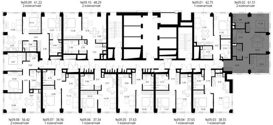 Продажа 2-комнатной квартиры 61,5 м², 9/48 этаж