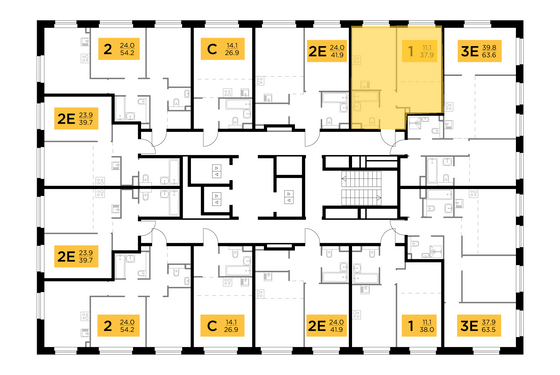 Продажа 1-комнатной квартиры 37,9 м², 3/23 этаж