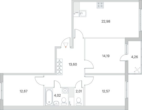 Продажа 3-комнатной квартиры 84,2 м², 5/8 этаж