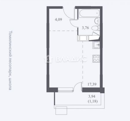Продажа квартиры-студии 26,4 м², 3/19 этаж