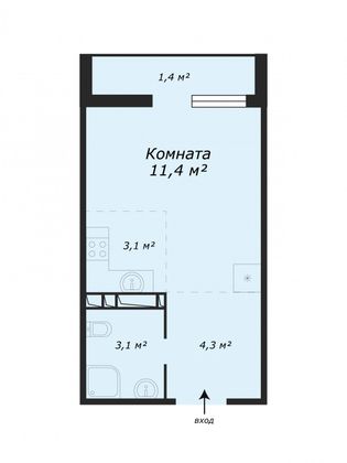 Продажа квартиры-студии 23,3 м², 20/25 этаж