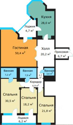 Продажа 3-комнатной квартиры 204,1 м², 14/18 этаж
