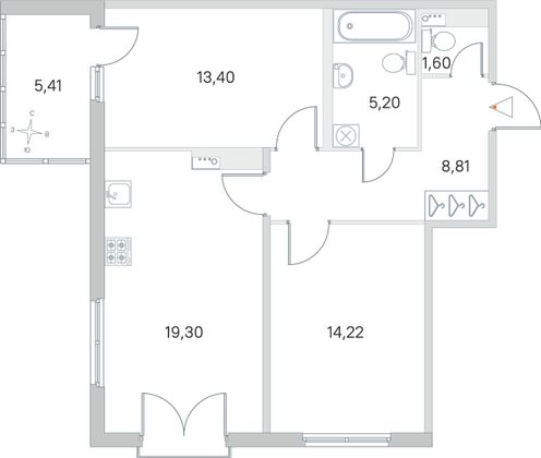 Продажа 2-комнатной квартиры 65,2 м², 3/4 этаж