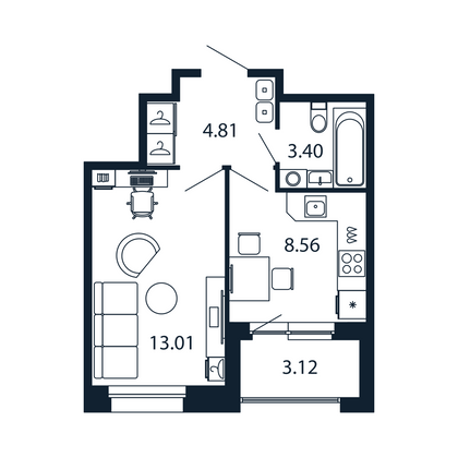 Продажа 1-комнатной квартиры 31,3 м², 4/12 этаж