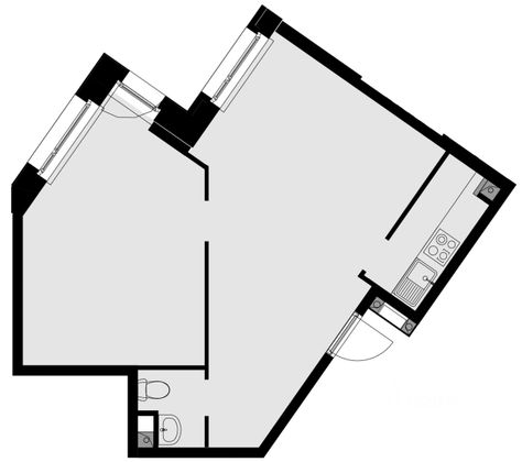 Продажа квартиры со свободной планировкой 46,2 м², 2/21 этаж