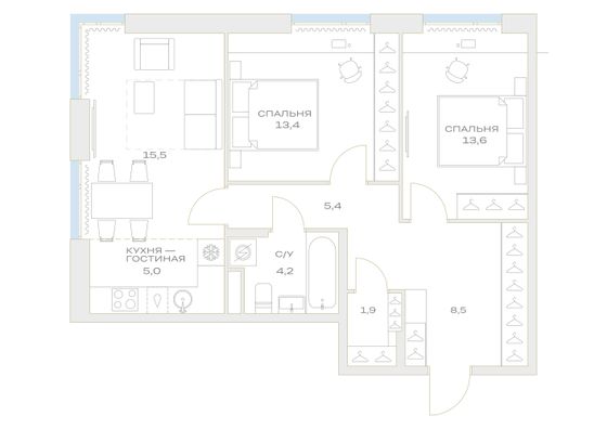 Продажа 3-комнатной квартиры 67,5 м², 9/23 этаж
