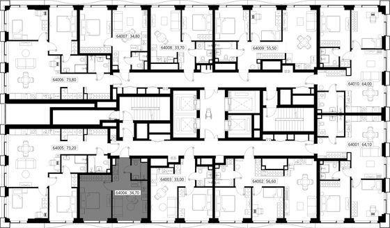 Продажа 1-комнатной квартиры 34,7 м², 40/48 этаж