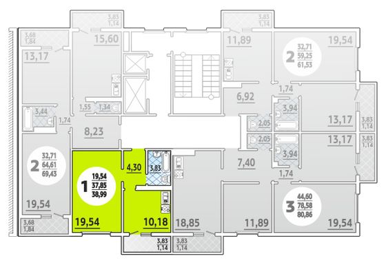 39 м², 1-комн. квартира, 5/5 этаж