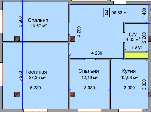 Продажа 2-комнатной квартиры 96,5 м², 2/14 этаж